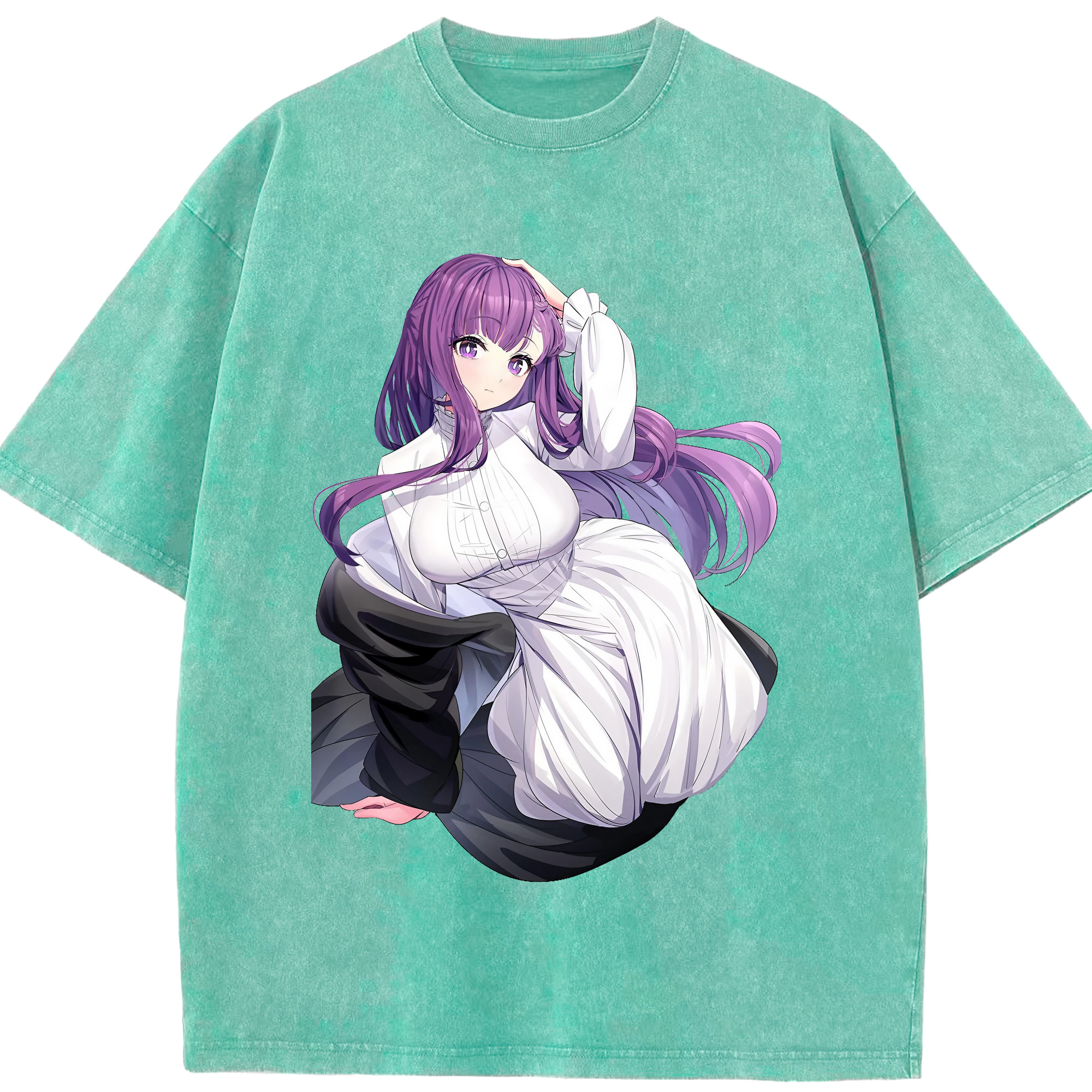 （画像用） 葬送のフリーレン Frieren 綿100% ヴィンテージ風 半袖Tシャツ（フロントプリント）